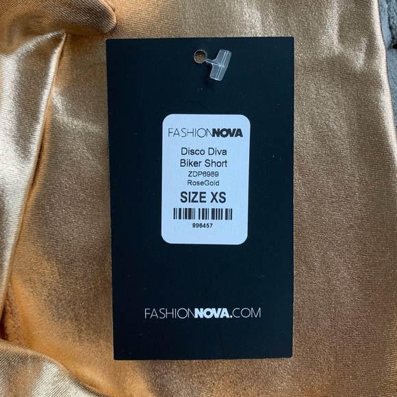3 For $20 NWT FASHION NOVA Disco Diva Biker Short in Rose Gold (Metallic) - Picture 5 of 9